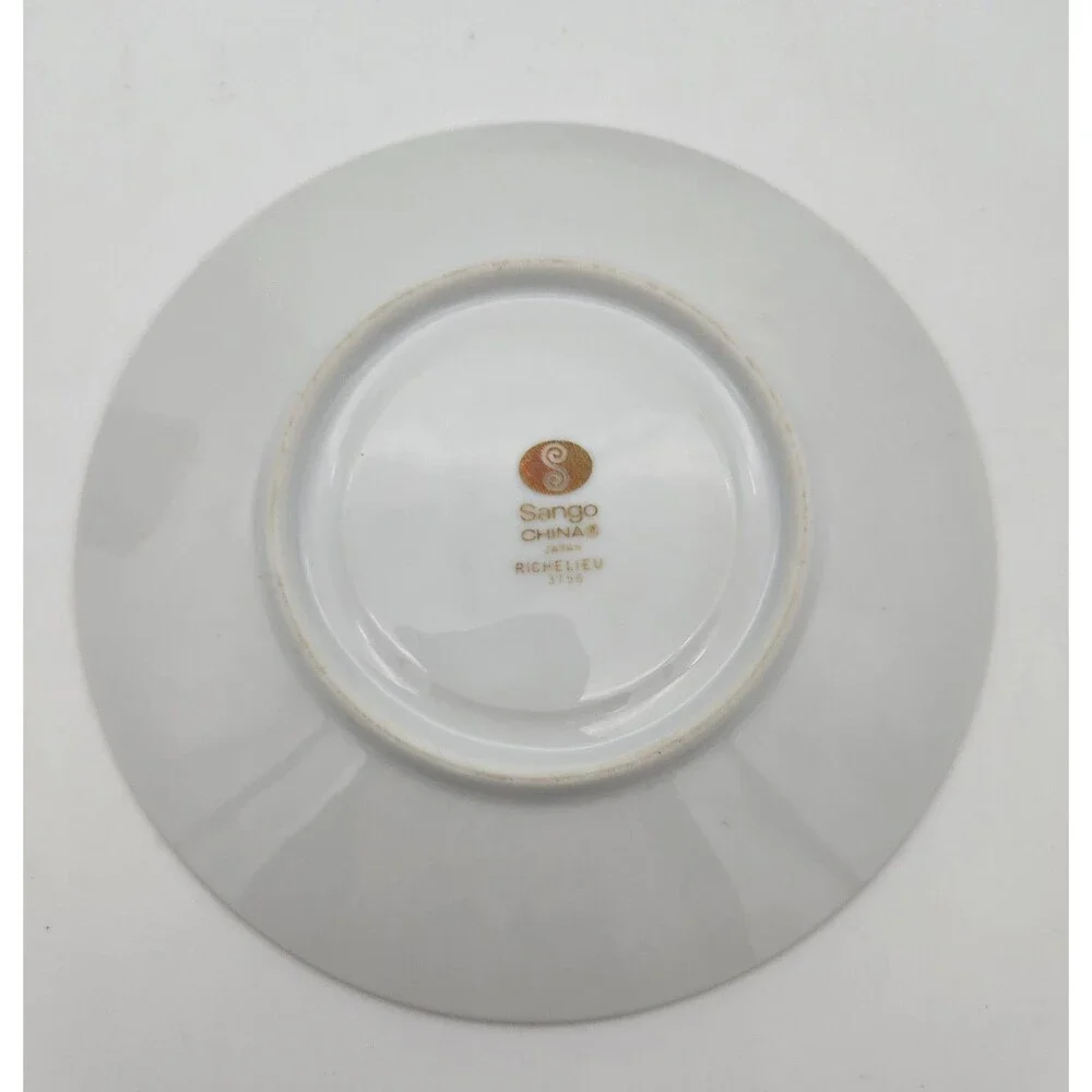 Vintage Sango Richelieu 3756 Cup Saucer Plate Set‎ Black Gold Japan